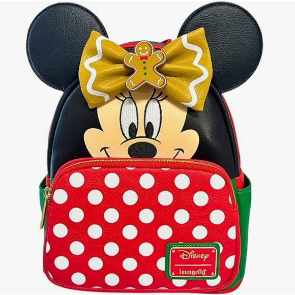 Loungefly 3 BOWS Scented NWT Hard Tag Backpack Minnie Mouse Christmas main image 8